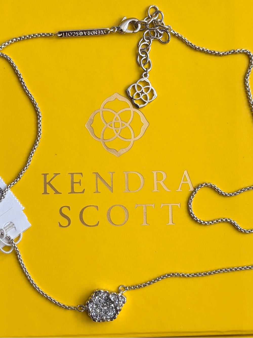 Kendra Scott Silver Druzy Pendant Necklace - Sparkling Silver